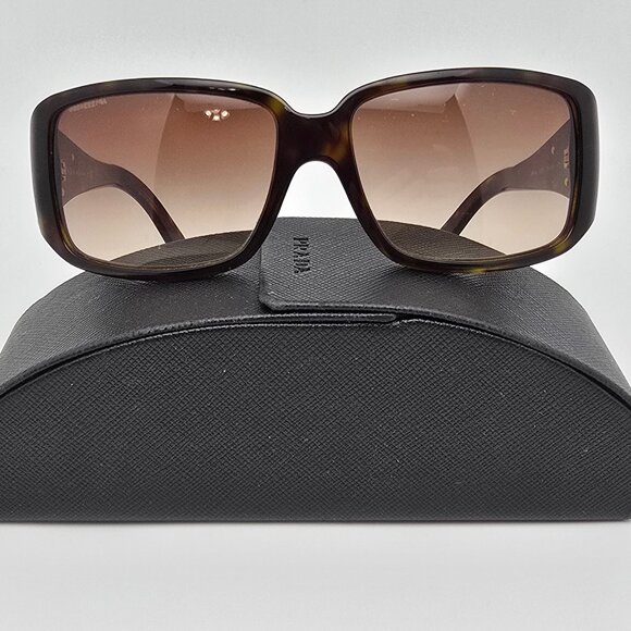 Prada SPR 16L 2AU-6S1 Triangle Logo Plate Tortoise Frame Brown Lens Sunglasses - Picture 1 of 16